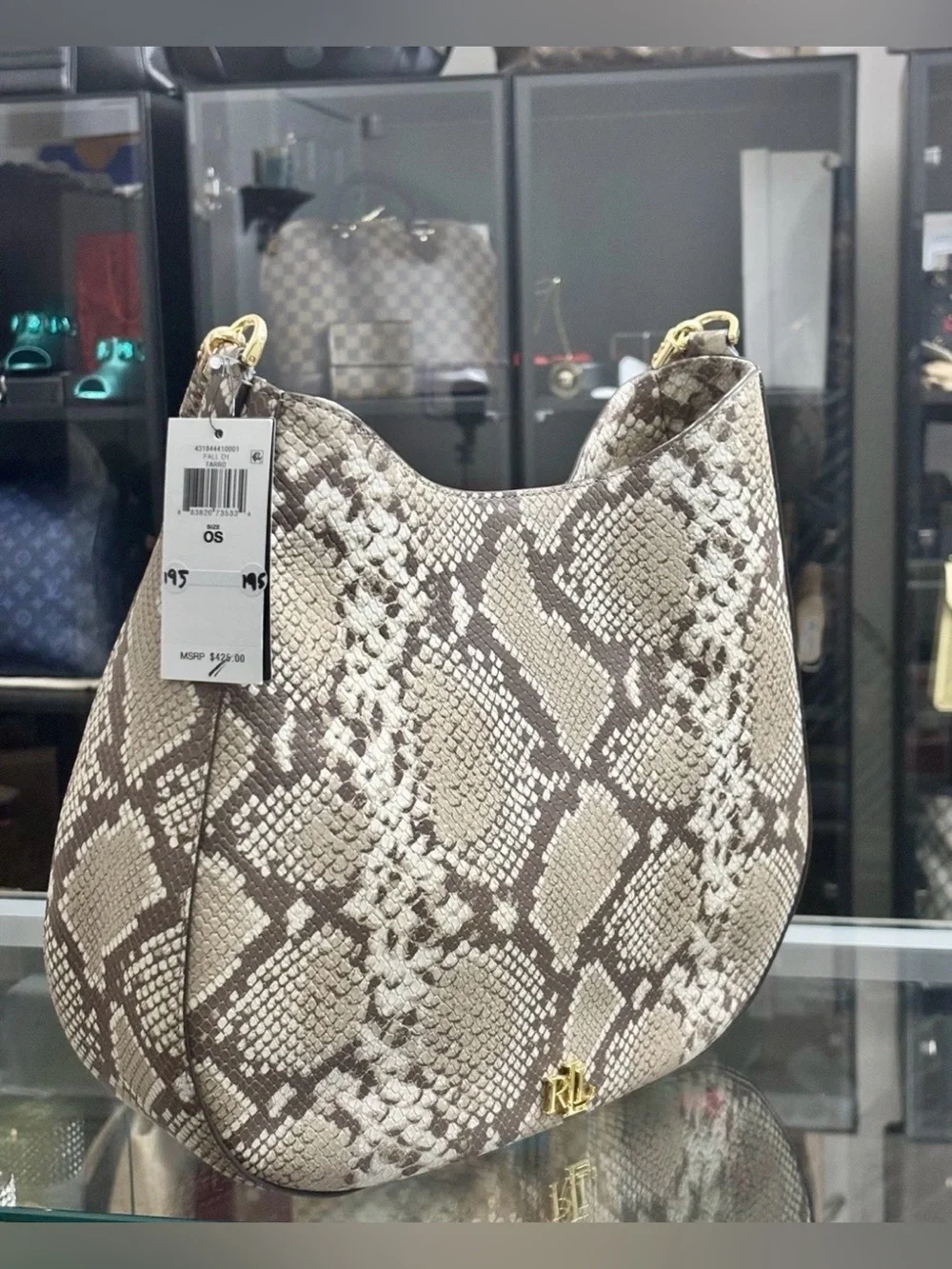 Ralph Lauren Shoulder Python-Print Handbag NWT Original price $425 Now $125.